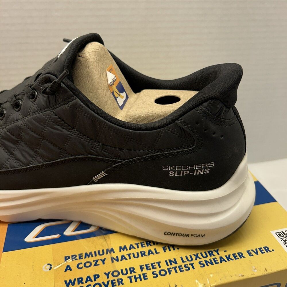 Skechers Slip-Ins Black White Sole Cozy Fit Hands Free Men Sz 14 New in Box - Picture 8 of 11